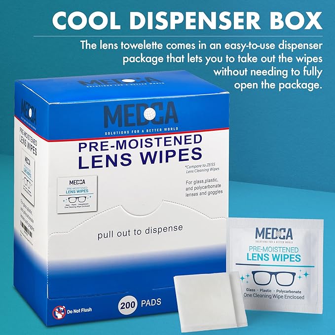 Premoistened Lens and Glass Cleaning Wipes - Portable Travel Cleaner for Glasses, Camera, Cell Phone, Smartphone, and Tablet - Disposable, Quick Drying, Streak Free - Individually Wrapped, Pack of 200-DeskLoop Office