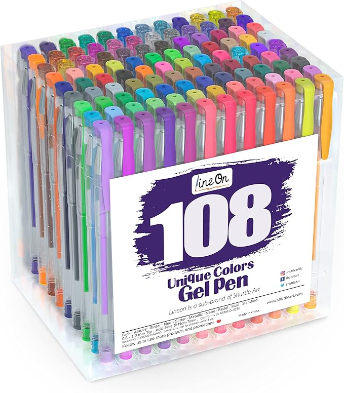 108 Colors Gel Pens Set, Gel Pens for Adult Coloring Books Journals Drawing Doodling Art Markers-DeskLoop Office