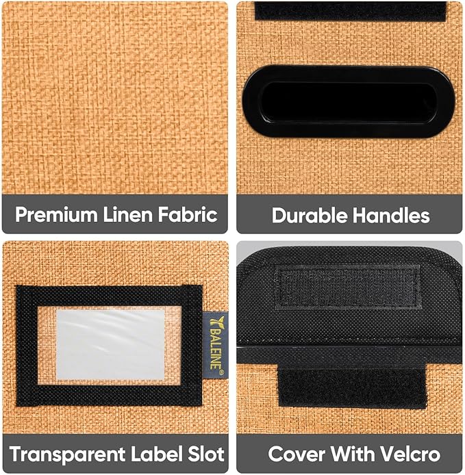 BALEINE File Organizer Box with Lid, Collapsible File Folder Organizer with Plastic Slide, Hanging File Folder Box for Office Document Storage (1 Pack, Orange, S)-DeskLoop Office