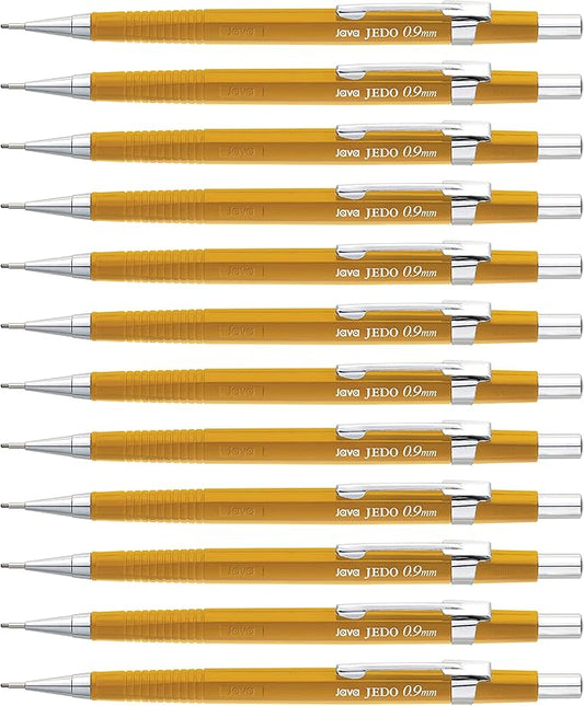 JAVAPEN 0.9mm Mechanical Drafting Pencils – 12-Pack, Heavy-Duty Lead, Comfortable Grip, Anti-Roll Hex Barrel, Built-in Eraser, Made in Korea-DeskLoop Office