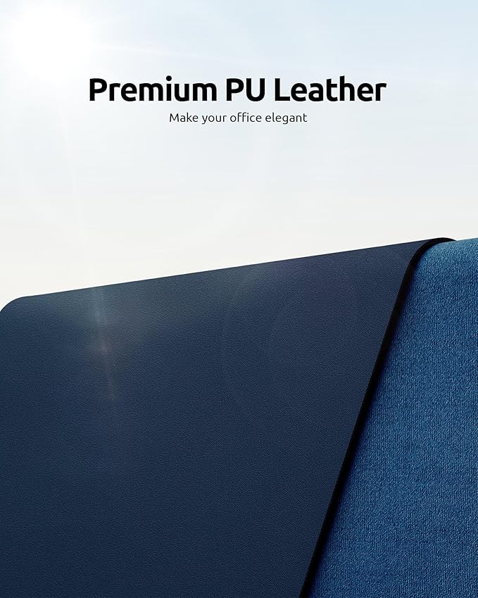 YSAGi Leather Desk Protector, Office Mat, Large Mouse Mat, Non-Slip PU Leather Blotter, Laptop Desk Mat, Waterproof Writing Pad for Office and Home (Dark Blue, 23.6" x 13.8")-DeskLoop Office