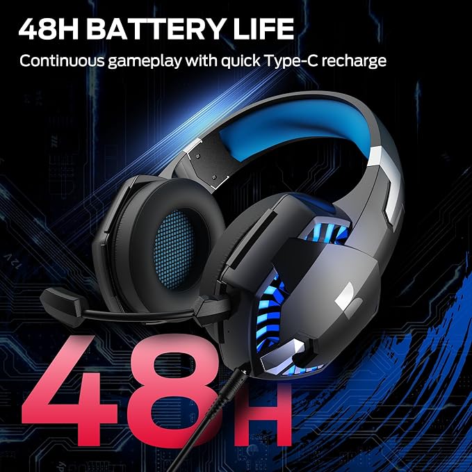 Monster Mission 300 Wireless Gaming Headset, 2.4GHz/Bluetooth Gaming Headphones, Low Latency, Stereo, Audio Location Recognition, 48H Battery Life, Suitable for PS5, PC, PS4 and Other Gaming Devices-DeskLoop Office