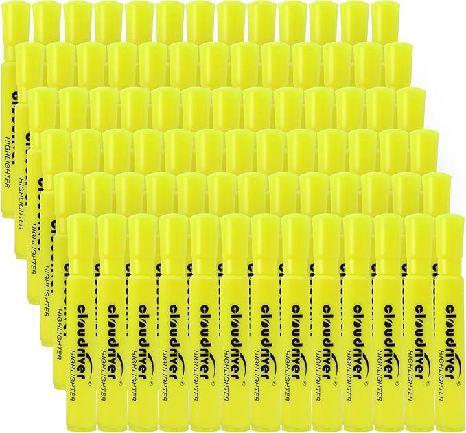 cloudriver Highlighters Bulk Pack of 78, Yellow Highlighter, Chisel Point, Quick Drying Ink, Highlighters Suitable For Classroom, Office And Shop-DeskLoop Office