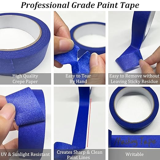 Blue Painters Tape, 20 Rolls Premium Masking Master Tape Painter Tape, Craft Adhesive Paint tape for Walls Painting, DIY Crafts Arts, Scrapbooking, Decoration, 1202yds=20*0.94in*60.1yds, Easy Removal-DeskLoop Office
