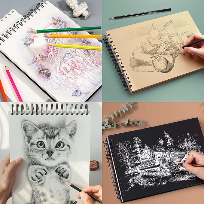Sketch & Drawing Art Pencil Kit 52 Piece Set, 24 Color Pencil for Coloring Books, Pencil of Graphite & charcoal, 3-color Sketchbook, coloring book Etc, Art Supply Ideal for Adult Student Beginner Teen-DeskLoop Office