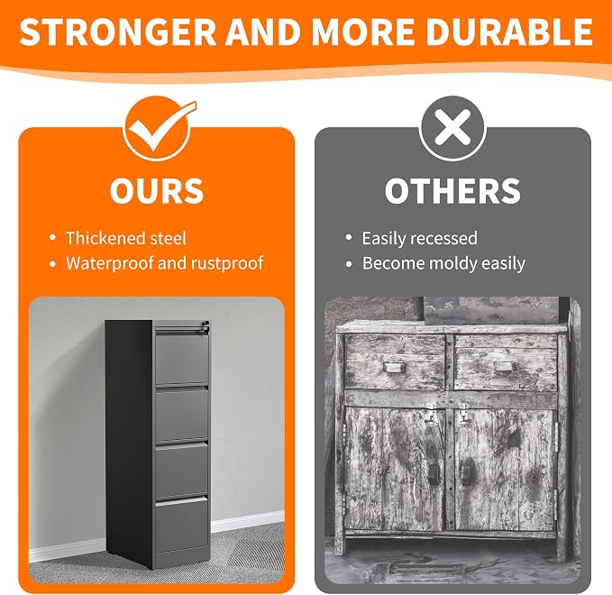 OPTYMIRA 4 Drawer Metal File Cabinet - Image 6