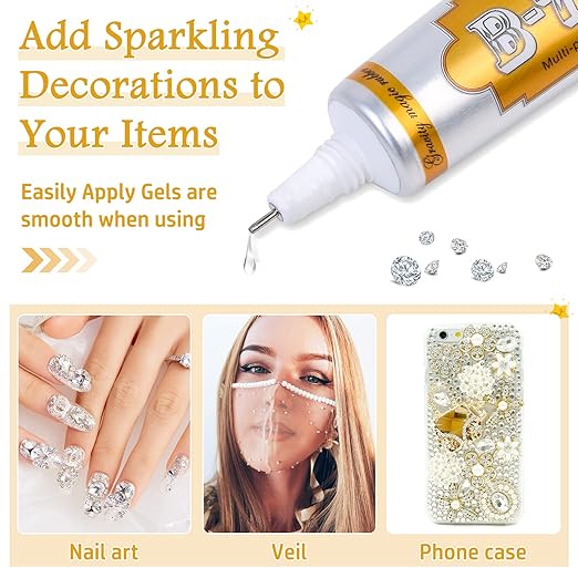 B7000 Clear Glue for Jewelry Making, Upgrade B-7000 Adhesive Crafts Glue Multipurpose Super Glue for Scrapbooking Supplies, School DIY Craft Glass, Fabric, Wood, Rhinestones Gems Clothes (2X 15ML)-DeskLoop Office