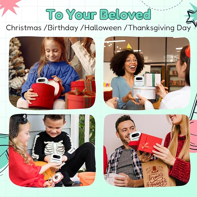 Sticker Printer Y02C, Portable Mini Sticker Maker Y02C, Mini Printer Sticker Machine with 1 Roll Paper, Bluetooth Thermal Portable Inkless Receipt Machine for Learning, Note, Photos, Journal-DeskLoop Office