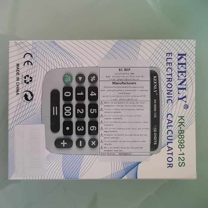 12 Digit Desktop Calculator with Large LCD Display and Sensitive Button, Dual Solar Power and Battery, Standard Function for Office (YE8898)-DeskLoop Office