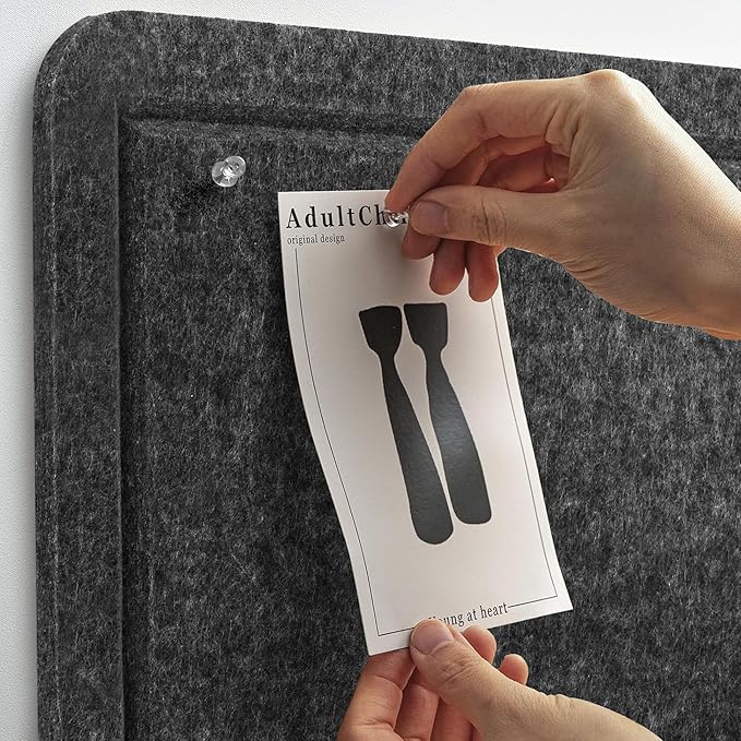 Bulletin Board, 36 x 24 inches Felt Board - Decorative Pin Board, Cork Board Alternative for Wall, 3' x 2' Foldable Picture Board Self-Adhesive Vision Board Prayer Board with 20 Pushpins - Dark Gray-DeskLoop Office