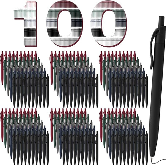 100 Pack Black Pens Bulk Retractable No Bleed Click Black Ink Smooth Writing Ballpoint Pens for School Office Supplies, 1.0mm-DeskLoop Office