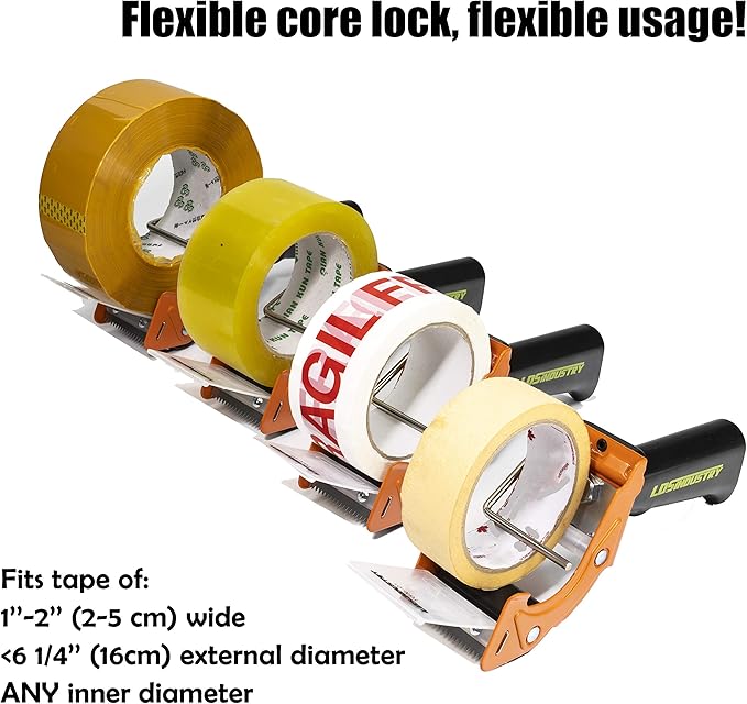 2 Pcs Rapid-Replace Packing Tape Dispenser Guns with Extra Blade, 2 in (50mm) Lightweight Ergonomic Industrial Handheld Heavy Duty Tape Cutter for Carton, Packaging and Box Sealing, LDS Industry-DeskLoop Office