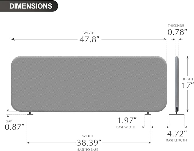 DECOLAB Desk Dividers, Portable Table Partition Screen Panel for Office, Workspace, Classroom, Student, Freestanding, Scratch Resiatance, 48"x18", Steel-DeskLoop Office
