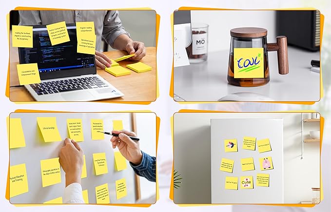 (36 Pack) Sticky Notes 3x3 in Post, Yellow Self-Stick Note Pads it, Strong Adhesive, Easy to Post for Home, Office, Notebook-DeskLoop Office