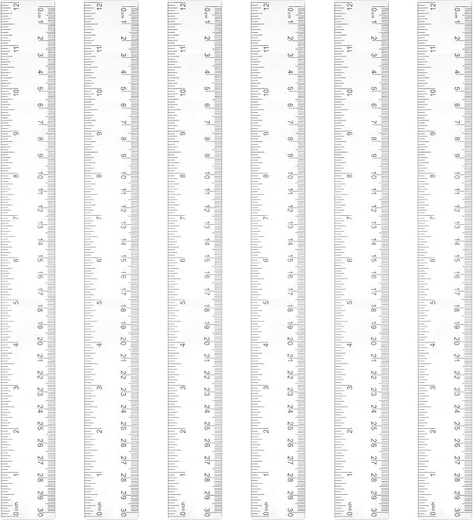 Zonon 6 Pcs 12 Inch Ruler Bulk Plastic Flexible Straight Metric Rulers with Centimeters and Inches Drafting Measuring Tool for Classroom School Students Education (Clear)-DeskLoop Office