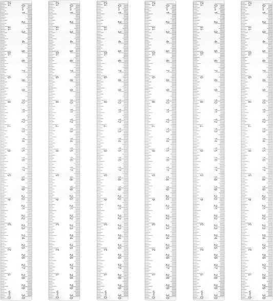Zonon 6 Pcs 12 Inch Ruler Bulk Plastic Flexible Straight Metric Rulers with Centimeters and Inches Drafting Measuring Tool for Classroom School Students Education (Clear)-DeskLoop Office
