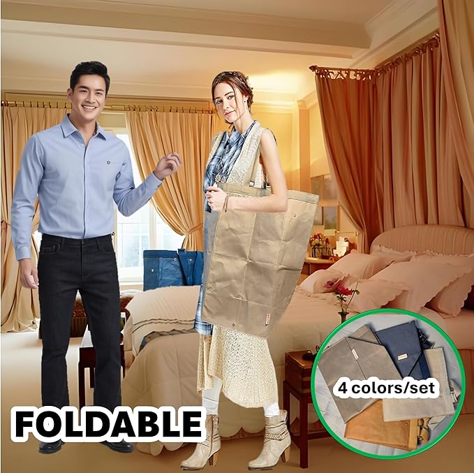 Kitchen Recycling Bin, Large Washable Paper Bags - Sturdy, Foldable, Space-Saving - Multipurpose Trash Can for Kitchen, Garden, and Indoor Use, 4 Colors, 4 Packs/Set-DeskLoop Office