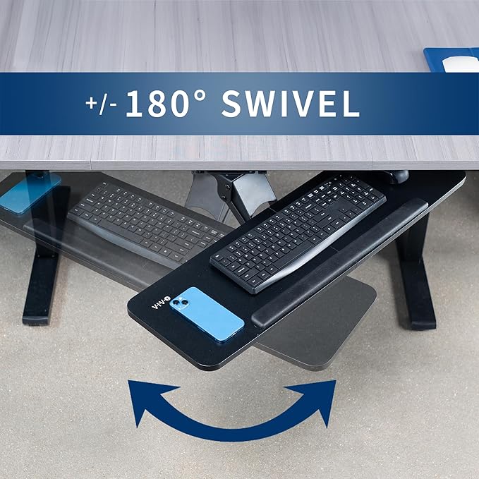 VIVO Adjustable Computer Keyboard and Mouse Platform Tray, 34 x 10 inch Ergonomic Under Table Desk Mount Drawer Underdesk Shelf, Black, MOUNT-KB36B-DeskLoop Office