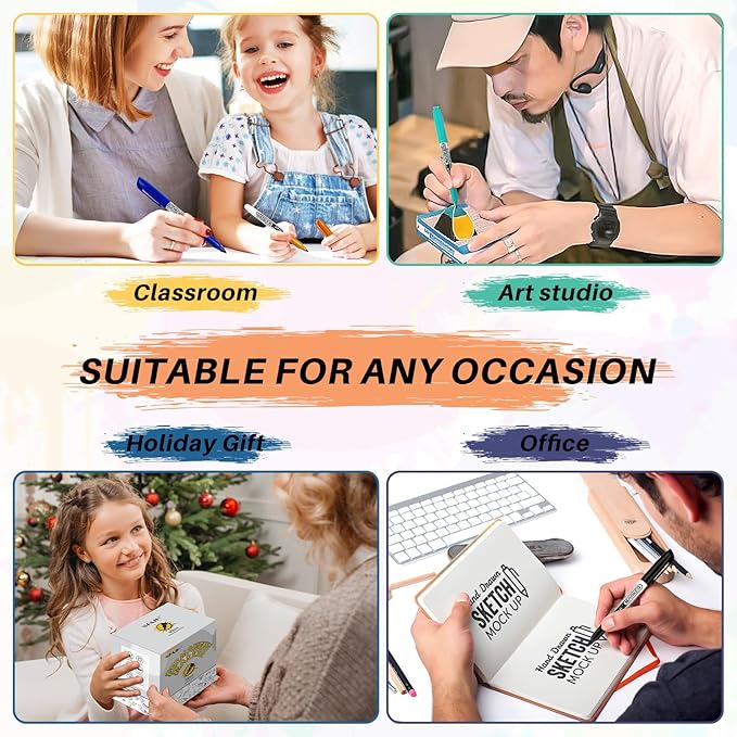 SFAIH 36 Colors Permanent Markers - Assorted Vibrant Colors, Quick Drying, Fade Resistant, Alcohol-Based Fine Point Permanent Markers for Paper, Plastic, Wood, Coloring, Drawing Doodling, Waterproof-DeskLoop Office