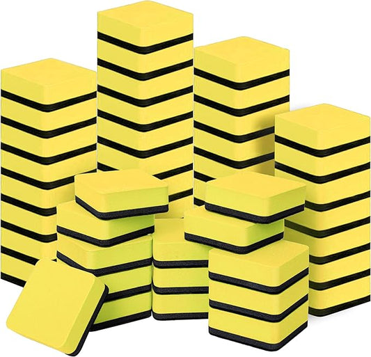 Magnetic Whiteboard & Chalkboard Cleansers, 48 Pack Small Dry Eraser, Magnetic Erasers (Yellor)-DeskLoop Office