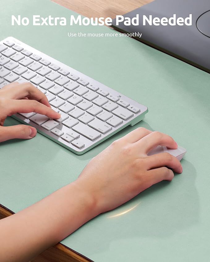 YSAGi Leather Desk Protector, Office Mat, Large Mouse Mat, Non-Slip PU Leather Blotter, Laptop Desk Pad, Waterproof Writing Pad for Office and Home (Pale Green, 35.4" x 17")-DeskLoop Office