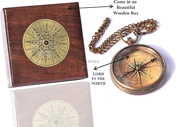 Trust in The Lord With All Your Heart - Proverbs 3:5-6 Quote Engraved Compass With Wooden Box, Greeting Card, Gift Compass, Graduation Day Gifts 2024 for Women Men Boys Girls-DeskLoop Office