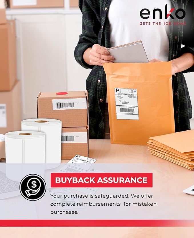 enKo Compatible Zebra 4x6 Label and Dymo Labels 1744907 - (4" x 6") Address and Shipping Labels for Dymo Labelwriter 4XL Shipping, Zebra and Desktop Direct Thermal Printers (30 Rolls, 6,600 Labels)-DeskLoop Office
