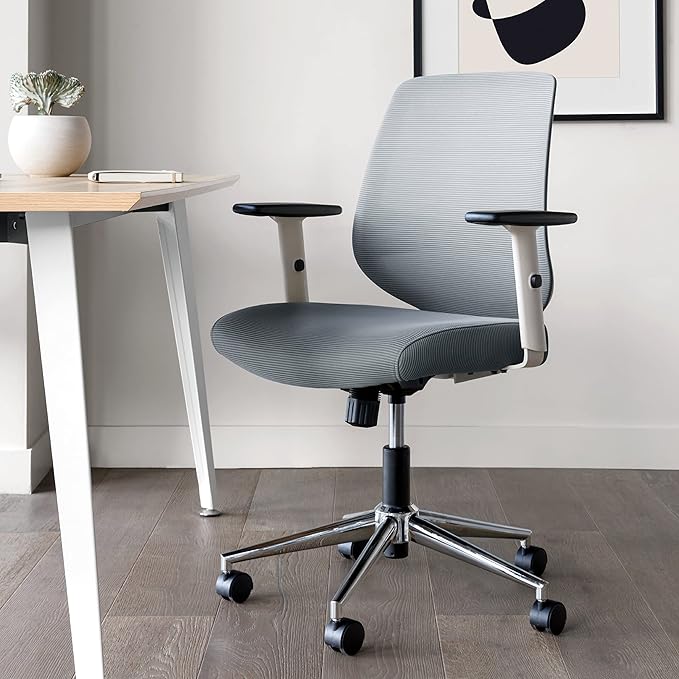 Branch Daily Chair - Computer Office Chair with Swivel, Lumbar Rest, and Adjustable Armrests - Sustainable, Stylish Mesh, & Adjustable Armrests - Comfortable Seating for Improved Posture - Slate-DeskLoop Office