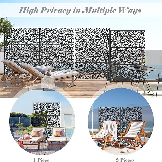 NicBex Room Divider 1 Panel Room Dividers with Mesh Shape Design Partition Room Dividers and Metal Privacy Screens Wall Divider for Outdoor, Room Separation,48.31" W x 15.75" D x 70.75" H, Black-DeskLoop Office
