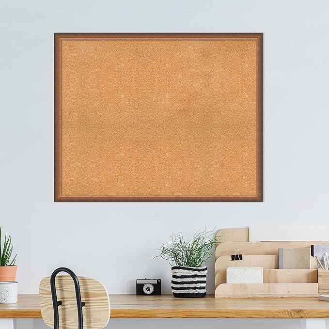 Amanti Art Natural Cork Board for Wall, 34x42 Vision Board with Bronze Frame, X-Large Corkboard Office Decor for Home Organization, Modern Corkboard Pinboard to Display Items for Home Organization in-DeskLoop Office