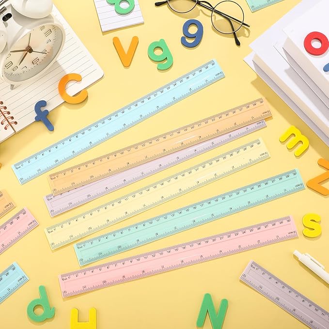 240 Pcs 12 Inch Plastic Rulers Bulk, Back to School Supplies, Assorted Colored Flexible Metric Rulers with Centimeters and Inches Measuring Tool for School Classroom Students(Pastel)-DeskLoop Office