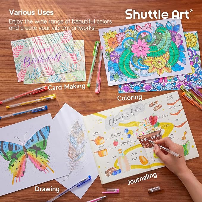 Shuttle Art 80 Pack Glitter Gel Pens, 40 Colors Glitter Gel Pens Set with 40 Refills for Adults Coloring Books Drawing Crafts Scrapbooking Journaling-DeskLoop Office