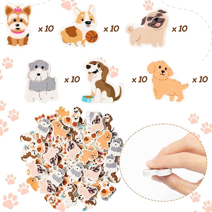 ANGOLIO 60PCS Animal Erasers for Kids - Cute Dog Pencil Toppers Classroom Rewards, 3D Mini Desk Pets for School Party Favors Birthday Gifts & Game Prizes-DeskLoop Office