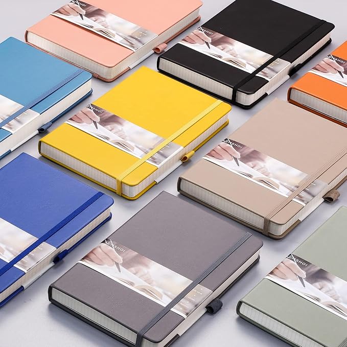 EMSHOI Graph Paper Notebook - 256 Pages A5 Graph Notebook/Journal, Square Grid Notebooks for Work, 120gsm Thick Paper, Executive Hardcover Leather, Inner Pocket, Pen Loop 5.75'' × 8.38''-Yellow-DeskLoop Office