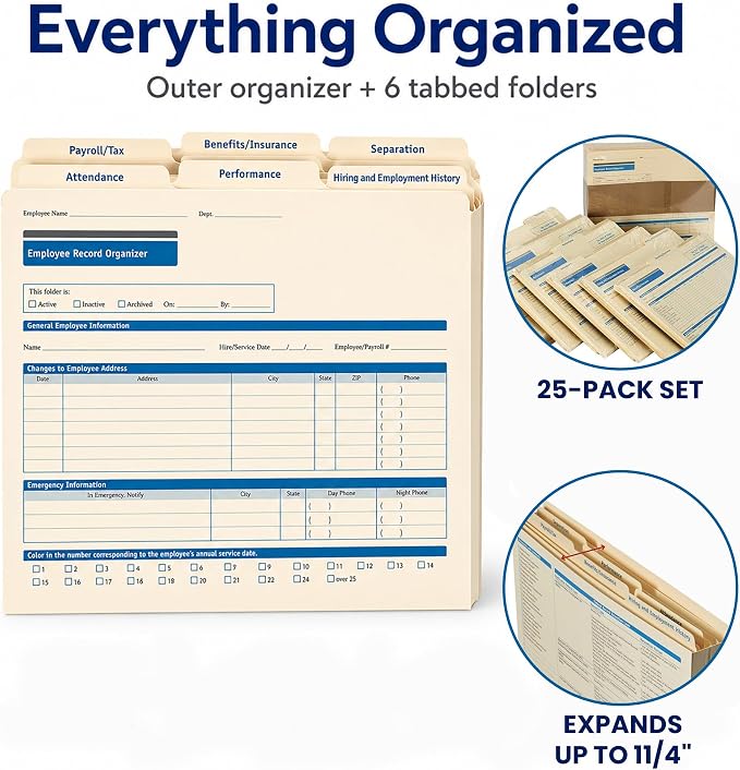 ComplyRight Expanded Employee Record Organizer and 6 Folder Sets | Pack of 25 - Image 8