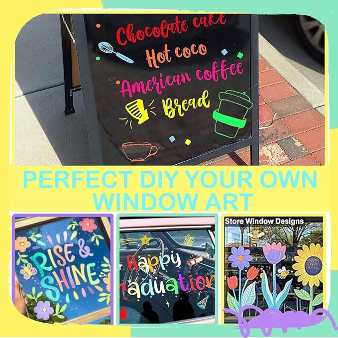 Window Chalk Markers for Cars Glass Washable, 8 Colors Macaron Jumbo Liquid Chalk Marker Pens with 10mm 3 in 1 Nib Wide Tip, Chalkboard Markers Car Window Paint Pen for Auto, Mirror, Poster-DeskLoop Office