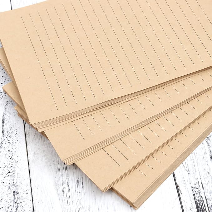 100Pcs Vintage Kraft A5 Lined Letter Paper Retro Writing Paper for Home Office Stationary1-DeskLoop Office