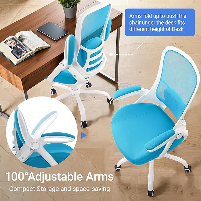 HYLONE 400lbs Heavy Duty Office Chair, 5" Thickened Seat Ergonomic Desk Chair with Adjustable Armrests, Home Office Computer Chairs for Long Hours Mesh Executive Chair(Blue)-DeskLoop Office