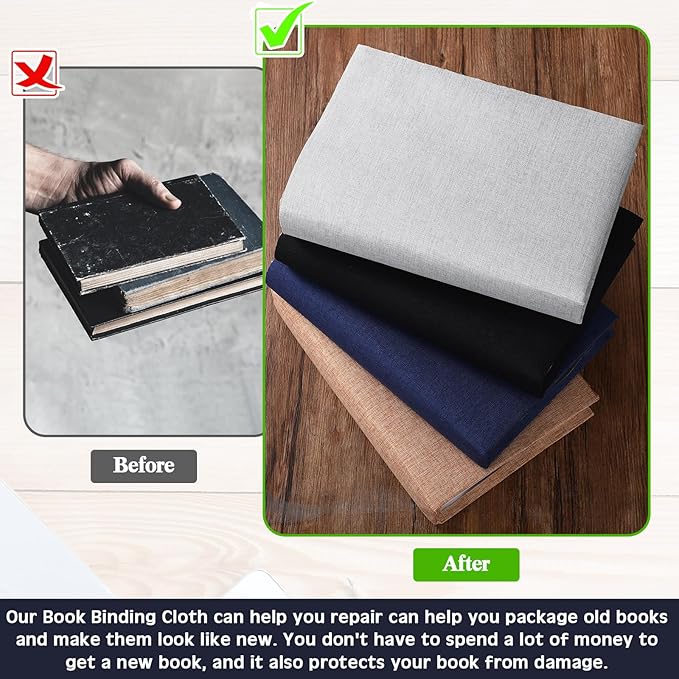 4 Pcs Book Cloth Bookcover Fabric Surface with Paper Backed Binding Cloth Fabric Book Cover for Scrapbooking Album DIY Craft Supplies Home, 4 Colors(Classic Color,40 x 16 Inches)-DeskLoop Office