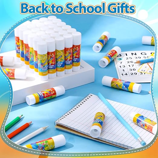 Zubebe 200 Pcs White Glue Stick Bulk Back to School Gifts First Day Sets 0.32 oz Washable Glue Stick for Crafts Home Classroom Prize Party Supplies Scrapbooking Crafting Supplies (Star)-DeskLoop Office