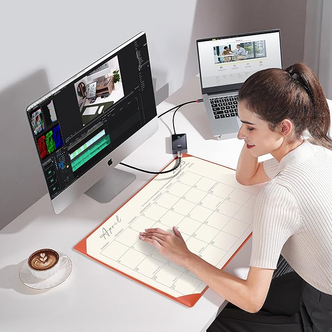 Gannyfer Desk Calendar 2025-2026 with Desktop Mat, Simplified Large 22" x 17" Desktop Pad Calendar, 18 Month Table Calendar from Jan 2025 to Jun 2026, Office Supplies Perfect for Home School and Office - Orange-DeskLoop Office