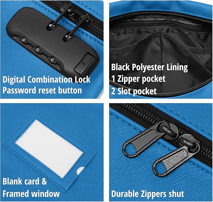 Sky Blue Notary Bag | 14x11 Inch | Locking Document Case | Zipper Closure | Fits Notary Kit, Stamp, Embosser, Ink Pad & Valuables-DeskLoop Office