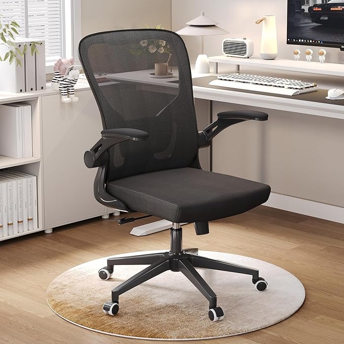 Ergonomic Office Chair, High-Back Mesh Computer Desk Chair with Adjustable Height, Lumbar Support, Flip-Up Armrests,headrest,and Swivel Rolling Design for Home and Office Use