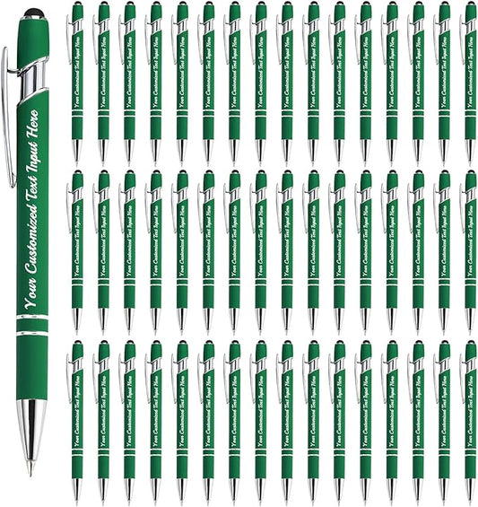 Personalized Ballpoint Pen 48pcs, Custom Pens Free Engraved Bulk with Name Logo, Soft Black Ink Stylus with Touch Metal Office, Gift for Anniversaries, Graduations, Birthdays-DeskLoop Office