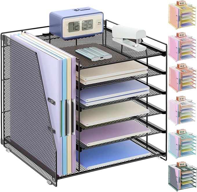 gianotter Desk Organizers and Accessories, 6-Tier Paper Organizer with File Holder, Document Organizer, Office Decor, Home Office Essentials(Black)-DeskLoop Office