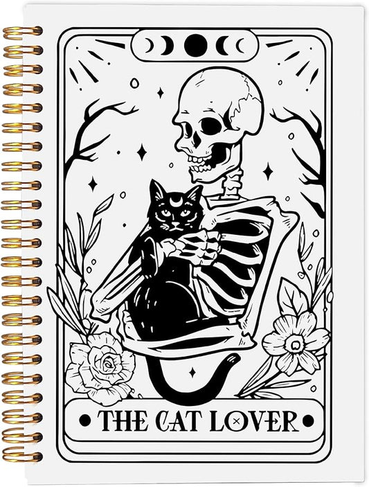 The Cat Lover Tarot Journal Notebook - Cat Gifts for Women Cat Lovers, Cat Mom Gifts, Gothic Goth Skeleton Notebook, Witchy Journal, Witchy Gifts for Women Spiral Notebook 5.5x8.3-DeskLoop Office