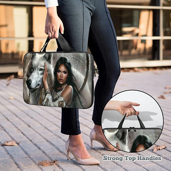 Laptop Sleeve Case Bag 15 inch, White Wolf Slim Carrying Case Durable Handbag Travel Laptop Bag for 15 inch MacBook Air M3/M2/15 Pro/Surface Laptop 7/6/5/4/3/ Dell XPS 15 Plus