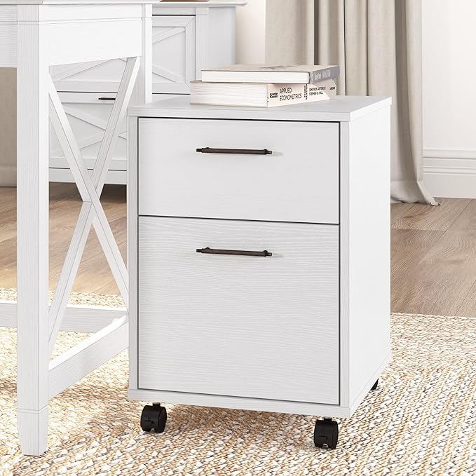 Bush Furniture Key West 2 Drawer Mobile File Cabinet, Rolling File Cabinet for Home Office-DeskLoop Office