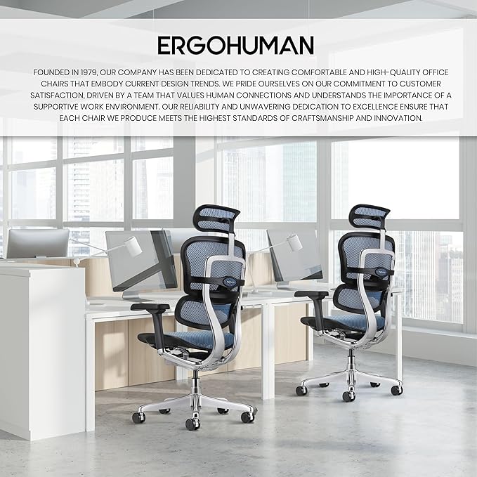 Ergohuman Eurotech ME7ERG GEN2 High Back Mesh Office Chair with Tilt Tension Control, Tilt Lock, Back Angle, Back Height, Synchro Tilt, Seat Height, Seat Depth, and Arm Height Adjustments, Blue-DeskLoop Office