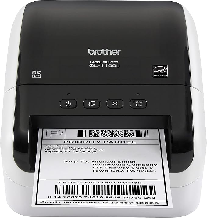 Brother QL-1100c Wide Format Label Printer, Shipping & Postage Labels 4” x 6”, Barcode & QR Code, High Speed, Direct Thermal Printing, Compact, uses DK Drop-in Label Rolls, USB Connectivity-DeskLoop Office